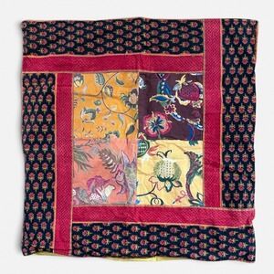 Handprint New York Seattle Reversible Floral Patchwork 24x24 Cotton Pillow Cover